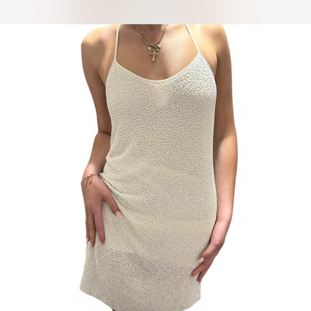 Elegant Cream Textured Dress